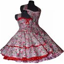 Rosa graue Blten Millefleur Korsagenkleid zum Petticoat