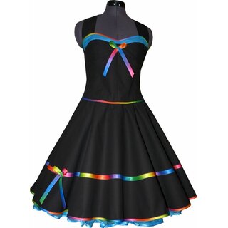 Elegantes schwarzes Tanzkleid zum Petticoat regenbogen trkis Korsage