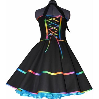 Elegantes schwarzes Tanzkleid zum Petticoat regenbogen trkis Korsage