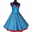 Tanzkleid der 50er zum Petticoat trkis blau kleine rote...