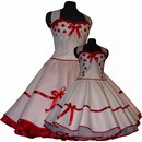 Braut Petticoat Kleid wei Korsage rote Punkte