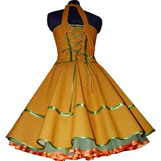 Petticoatkleid 50er Jahre Minikaro kariert orange grn gelb Rockn Roll