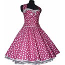 50er Kleid zum Petticoat pink weie tanzende Punkte wei