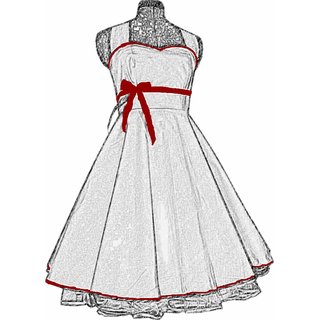 50er Kleid zum Petticoat wei mit schwarzen Schmetterlingen im Sepialook