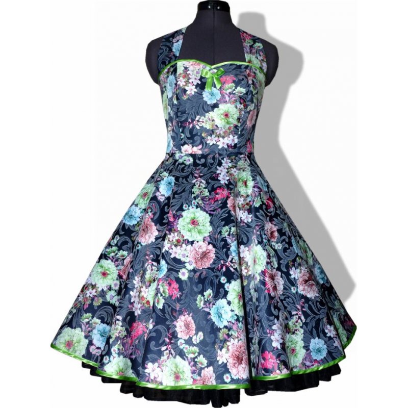50er Kleid zum Petticoat Tanzkleid Vintage schwarz Satin ...