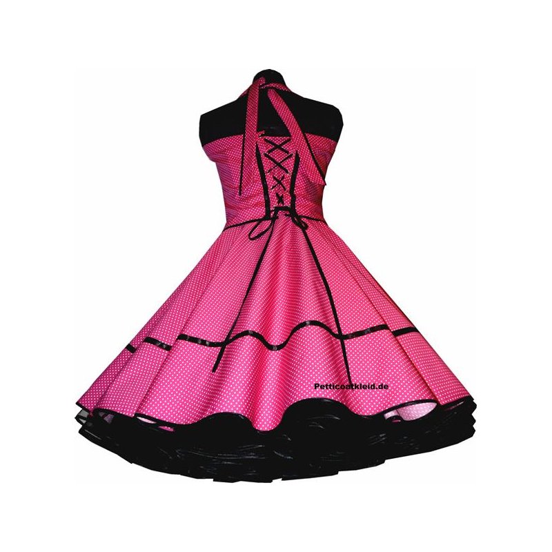 Punkte Petticoat Kleid 2 pink kleine weiße Tupfen ...