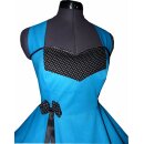 Tanzkleid türkis mit Punkteband schwarz weiße Punkte zum Petticoat
