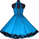 Tanzkleid türkis mit Punkteband schwarz weiße Punkte zum Petticoat