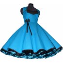 Tanzkleid türkis mit Punkteband schwarz weiße Punkte zum Petticoat