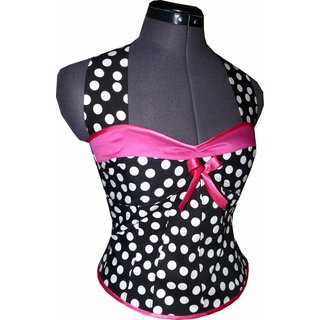 50er Tanzkleid Petticoatmode schwarz tanzende weie Punkte