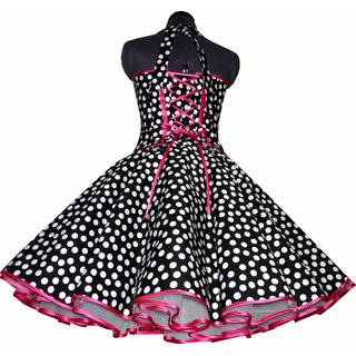 50er Tanzkleid Petticoatmode schwarz tanzende weie Punkte