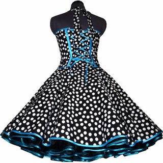 50er Tanzkleid Petticoatmode schwarz tanzende weie Punkte