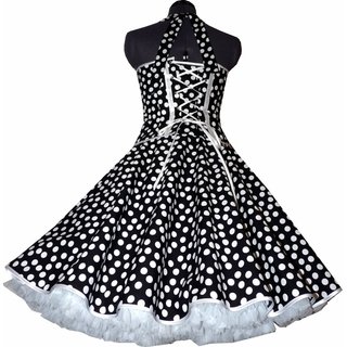 50er Tanzkleid Petticoatmode schwarz tanzende weiße Punkte