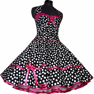 50er Tanzkleid Petticoatmode schwarz tanzende weiße Punkte