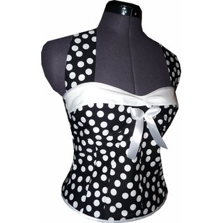 50er Tanzkleid Petticoatmode schwarz tanzende weiße  Punkte Vintage
