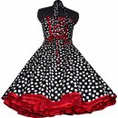 50er Tanzkleid Petticoatmode schwarz tanzende weiße  Punkte Vintage