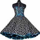 50er Tanzkleid Petticoatmode schwarz tanzende weiße  Punkte Vintage