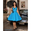 50er Punktekleid Petticoatkleid zum Petticoat türkis blau weisse Punkte