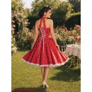 Tanzkleid 50er Jahre rot weiße Punkte Blumen grün