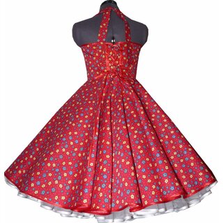 Tanzkleid 50er Jahre rot weie Punkte Blumen grn