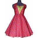 Tanzkleid 50er Jahre rot weiße Punkte Blumen grün