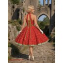 Tanzkleid 50er Jahre rot weiße Punkte Blumen...