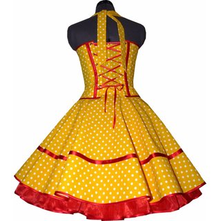 Punkte Petticoat Kleid Korsage gelb weiße Punkte rot Tanzkleid 50er