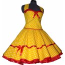 Punkte Petticoat Kleid Korsage gelb weiße Punkte rot