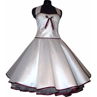 50er Jahre Brautkleid Seidentaft weiß zum Petticoat mit Bänderwahl 34-40