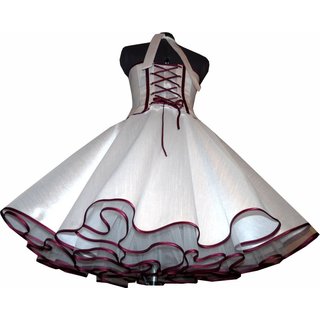 50er Jahre Brautkleid Seidentaft weiß zum Petticoat mit Bänderwahl 34-40