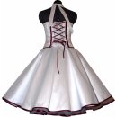 50er Jahre Brautkleid Seidentaft weiß zum Petticoat mit Bänderwahl 34-40
