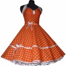 Punkte Petticoat Kleid orange weiße Tupfen schwarzer Akzent