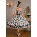 50er Jahre Petticoatkleid weiss schwarze filigrane Rosen...