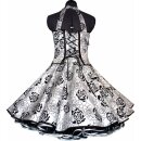 50er Jahre Petticoatkleid weiss schwarze filigrane Rosen Jugendweihe Hochzeit Brautkleid