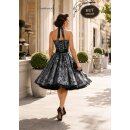 Taftkleid zum Petticoat im 50er Jahre Stil  silber Blumen 3D