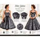 Taftkleid zum Petticoat im 50er Jahre Stil  silber Blumen 3D