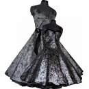 Taftkleid zum Petticoat im 50er Jahre Stil  silber Blumen 3D