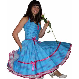 50er Jahre Punkte Petticoat Kleid trkis pinkfarbene Punkte