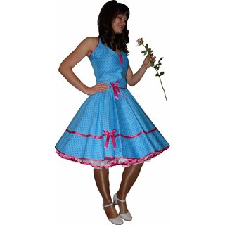 50er Jahre Punkte Petticoat Kleid trkis pinkfarbene Punkte