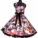 50er Jahre Petticoatkleid Kiss Kussmund Lipstick schwarz...