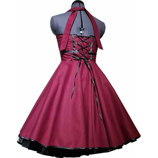  50er Jahre Tanzkleid Petticoat Kleid einfarbig bordeaux dunkelrot zum Petticoat nach Ma