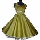  50er Jahre Kleid Tanzkleid uni olivgrün zum Petticoat Gr36