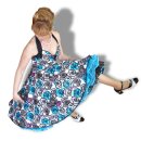 Retrokleid Petticoat schwarz türkis grau Blumen