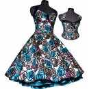 Retrokleid Petticoat schwarz türkis grau Blumen