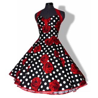 Petticoat Kleid Tanzkleid schwarz weie Punkte rote Rosen