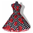 Petticoat Kleid Tanzkleid schwarz weiße Punkte rote Rosen