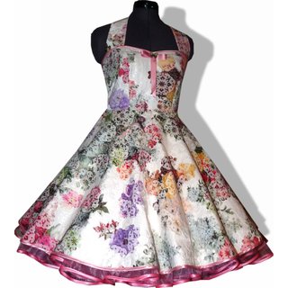 50er Kleid zum Petticoat creme rosa Blumen Romantik