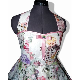 50er Kleid zum Petticoat creme rosa Blumen Romantik