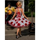 Petticoat Kleid Tanzkleid weiß schwarze Punkte rote Rosen Korsage