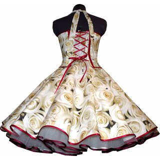 Brautkleid zum Petticoat Hochzeit 50er Jahre creme Rosen 36